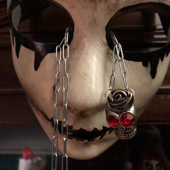 Rosy Day of the Dead Skull Necklace - Picture 1 of 5